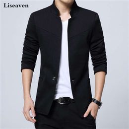 Liseaven Blazer Men Jackets Male Stand Collar Male Blazers Slim Fit Mens Blazer black Jacket Men Plus Size 5XL 210928