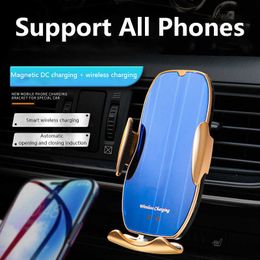 H8 Clamping Car Original Qi Wireless Charger Magnetic Charging Phone Holder Air Vent Stand for iPhone12 Max Huawei Samsung Accesorios