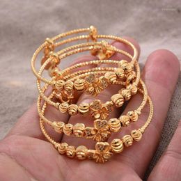 Gold Color Bangles for Baby Bracelet Children Jewelry Bangles Newborn Baby Cute Romantic Bracelets Gifts 4PCS