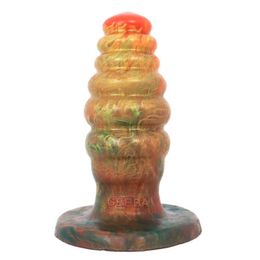 NXY Dildos Anal Toys New 14cm * 5 5cm Pagoda Plug Color Silica Gel Simulation Penis Female Masturbator Fun Products 0225