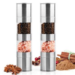 2 in 1 Seasoning Grinder Manual Stainless Steel Pepper Salt & Mill Kitchen Tools Accessories for Cooking 210712