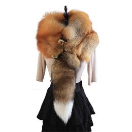 2021 Party Luxury Brand Women Real Winter Fox Fur Scarves, Natural One-piece Fox Fur Collar, Warm Soft Real Fox Fur Scarf H0923