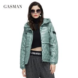 GASMAN Women's spring jacket fashion casual Short parka Thin Cotton hooded Coat women ladies jackets Warm outwear 21159 211011