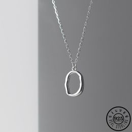 925 Sterling Silver Irregular Initial Letter O Shape Necklace Party Alphabet Pendant Necklaces Fine Jewellery for Women Q0531
