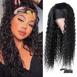 Afro Curly Headband Wig For Black Women Jerry Curly Super Long Length 28 Anjo Plus Ombre Color Machine Hair Wigs Fashion Iconfactory direct