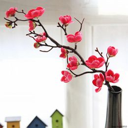 White Red Pink 2Pc Artificial Plum Blossom Artificial Flowers Fake Cherry Silk Plants Cafe Shop Party Wedding Home Decor