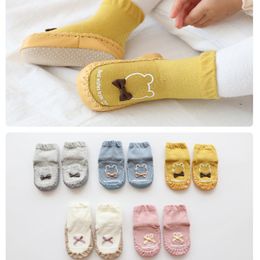 Cartoon Animal Leather Baby Socks Cute Autumn Bowknot Infant Toddler Socks Soft Cotton Anti Slip Newborn Girl Boy Floor Socks