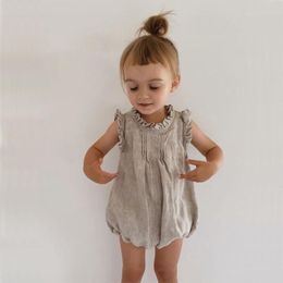 2021 Spring Summer Newborn Baby Infant Kids Girls Boys Ruffle Sleeveless Bodysuit Jumpsuit Onesie Outfits Clothes For 0-24M 210309
