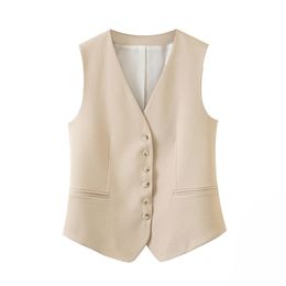 Women's Vest Single-Breasted Work Wear Slim Short Veste Femme Autumn Waistcoat Office Lady Sleeveless Jacket 210915