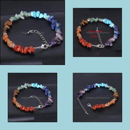 Beaded, Strands Bracelets Selling Female Stone Natural Gemstone Gravel Irregar Yoga Jewellery 7 Chakra Bracelet Extension Chain Drop Delivery