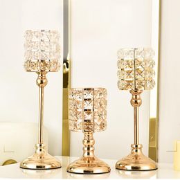 Candle Holders European Style Shiny Holder Kits 3Pcs Crystal Candelabra Candlestick For Home Christmas Wedding Decor Gifts