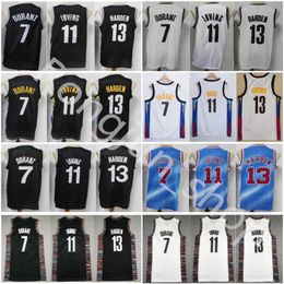 Wholesale Basketball 13 James Harden Jersey 7 Kevin Durant 11 Kyrie Irving City Earned Classic White Black Blue Mens kids Youth