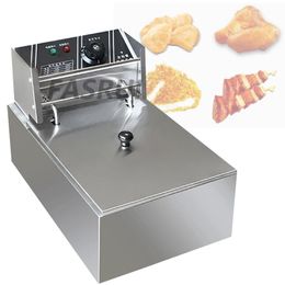 6L Stainless Steel Food frying machine Commercial Electric Deep Fryer Stove Single Cylinder Smokeless Chicken Dough French Fries Frying Maker