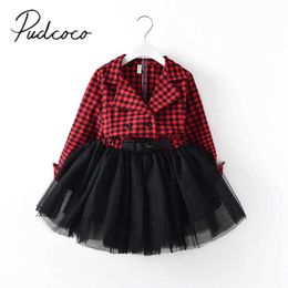 Brand New Toddler Infant Child Kids Plaids Dress Kids Baby Girls Long Sleeve Princess Party Pageant Holiday Dresses 2-7T Q0716