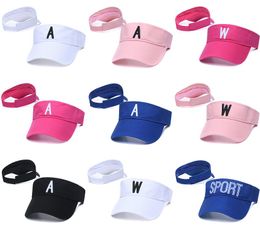 Men's Solid Colour Letter Custom Sport Sun Visor Hats Summer Fashion Out Door Men's Women's Adjustable Cap USA Fan's Flat Blank Hats