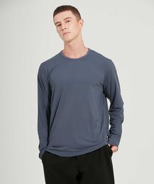 Langarm-Oberteile für Herren, The Fundamental Yoga-Sport-T-Shirt, hochelastisch, schnell trocknend, Rundhalsausschnitt, Fiess-Fitness-Kleidung, Laufen, lässiges Übungsshirt