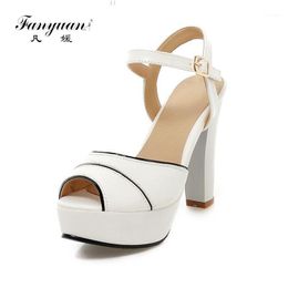 Dress Shoes Fanyuan Large Size 32-45 Ankle Strap Women Woman Spike High Heels Summer Date Sandals Footwear