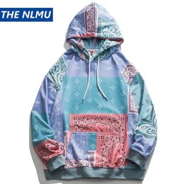 Bandana Patchwork Hoodies Sweatshirts Streetwear Autumn Mens Hip Hop Casual Hooded Pullover Hoodie Harajuku Tops WY086 201112