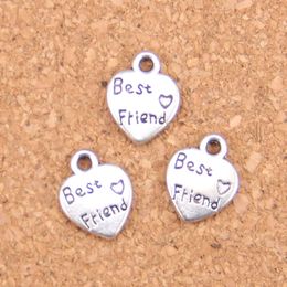 171pcs Antique Silver Plated Bronze Plated heart best friend Charms Pendant DIY Necklace Bracelet Bangle Findings 12*10mm