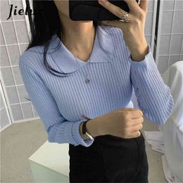 Jielur Autumn Winter Sweater Women Slim Solid Color Basic Primer Pull Femme Chic Pullovers Jumper Soft Black Knitted Sweaters 210914