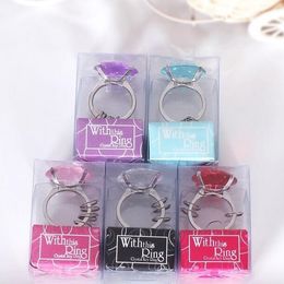 Metal ABS Crystal Ring Keychain With This Ring Key Ring Wedding Favors Gifts 5 Colors