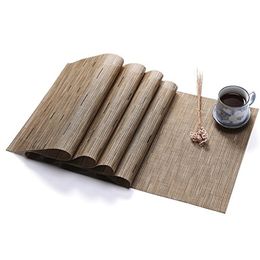 Solid Colour PVC Vinyl Table Runner Set Bamboo Pattern Heat Resistant Mats Decoration Accessories Home Cloth 210709