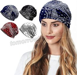 Cotton Unisex Bandanas for Sports Hijab Caps Fashion Print Headwear Headband Neck Gaiter Chemo Cap Hair Loss Beanie Nightcap