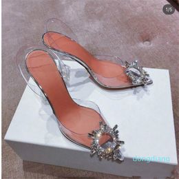 Designer-Quality Amina Shoes Begum Crystal-embellished Pvc Slingback Pumps Muaddi Restocks Begum Pvc Slingbacks Sandals