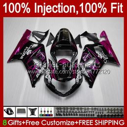 Injection Mould Bodys For SUZUKI GSXR600 GSX-R750 750CC GSXR-750 K1 01-03 37No.89 600CC GSXR 600 750 CC GSXR750 01 02 03 Rose black GSXR-600 2001 2002 2003 OEM Fairing