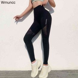 Women's Yoga Pants Seamless Energy Tummy Control Fitness Tights Gym Leggings Female Yoga Pant Slim Running Trouser Hollow Out H1221