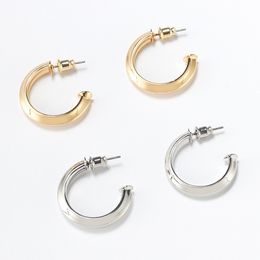 western style Personalised hoop dangle earrings gold silver Colour fashion small circle earring for women newest pattern C-shaped Ear Stud