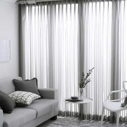 Solid Sheer Curtains Japanese and Korean Bedroom Decorations Kitchen Tulle Window Curtain Living Room 210712