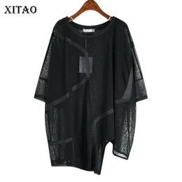 XITAO Irregular Sexy T Shirt Women Fashion Thin White Black Pullover Goddess Fan Casual Style Loose Minority Tee Top DZL1184 210310