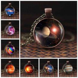 Charming Nebula Necklace Galaxy Space Glass Cabochon Pendant Solar System Jewelry Space Universe Necklace Milky Way Jewelry G1206