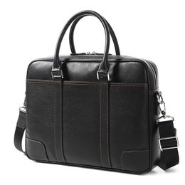Мужская высококачественная черная кожаная портфель простая версия дизайн дизайн сумочка для ноутбука для перекрестного кузова