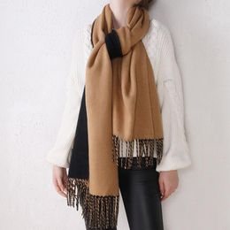 2021 New Ladies Scarf Shawl Dual-use Autumn and Winter Warmth Imitation Cashmere Pure Colour Double-sided Fringed Scarf