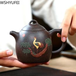 new Teapot purple clay tea pot Handmade Original Mine Black gold sand Tea Set Hand Painted Songhe kettle 340ml Large capacity