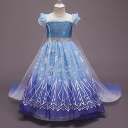 Girls Sequined Princess Dress Queen Halloween Party Children Cosplay Wedding Evening Dresses Up For Kids 20211227 H1