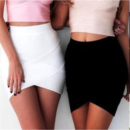 High Quality Ladies Rayon Thick Short Bandage Skirt Cocktail Party Cute Mini Skirt 210309