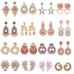 Ztech New Pink Earrings For Women Jewellery Big Round Oval Crystal Pendant Luxury Party Accessories Pendientes Brincos Feminino G220312