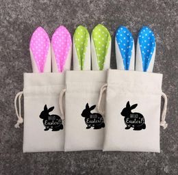 Party Supplies Easter Sublimation Rabbit Egg Sack Small Kids Personalised Easter Gift Candy Bag With String SN4342