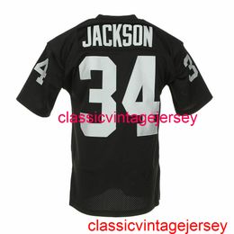 Stitched Men Women Youth1990 BO JACKSON #34 Throwback Black Jersey Embroidery Custom Any Name Number XS-5XL 6XL