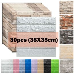 15/30pcs Decoractive 3D Wall Stickers Self Adhesive Foam Panels Home Decor Living Room House Decoration Bathroom Brick Sticker 210929