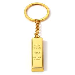 Gold Bar Keychain Pendant Metal Keychain Keyring Luggage Decoration Key Chain Creative Birthday Gift