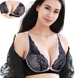 Pregnant woman's lace bra upper buckle lactation underwear large wireless anti-drooping hands free breast pump bra sexy nursing Y0925