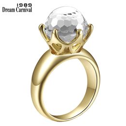 DreamCarnival 1989 Special Cut Solitaire Women Love Engagement Ring AAA Zirconia 6 Prawns Crown Gold Plated Jewellery WA11498G 211217