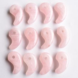 16*29mm natural stone pink quartz charms magatama charm pendants for Jewellery necklace marking