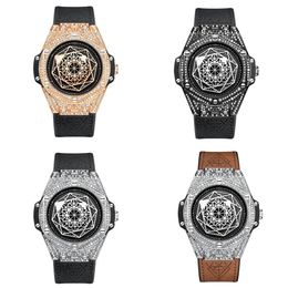Luxury Brand Watch for Men Diamond Leather Analog fashion gold Watches Quartz Wristwatch Relogio Masculino