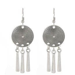 women's Spiral tassel Tibetan silver turquoise Dangle Chandelier earrings fashion gift national style women DIY earring