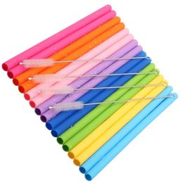 2021 BPA free reusable silicone straw drinking tube wide straight type suitable for kids multicolor hot selling